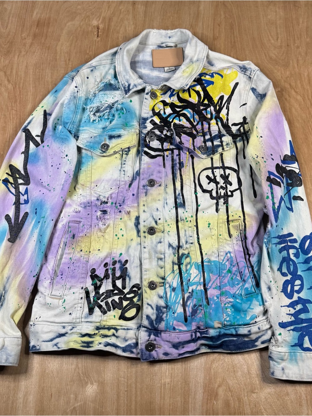 Smoke Rise Dnm Co Graffiti Style Long Sleeve Demim Jacket Large.